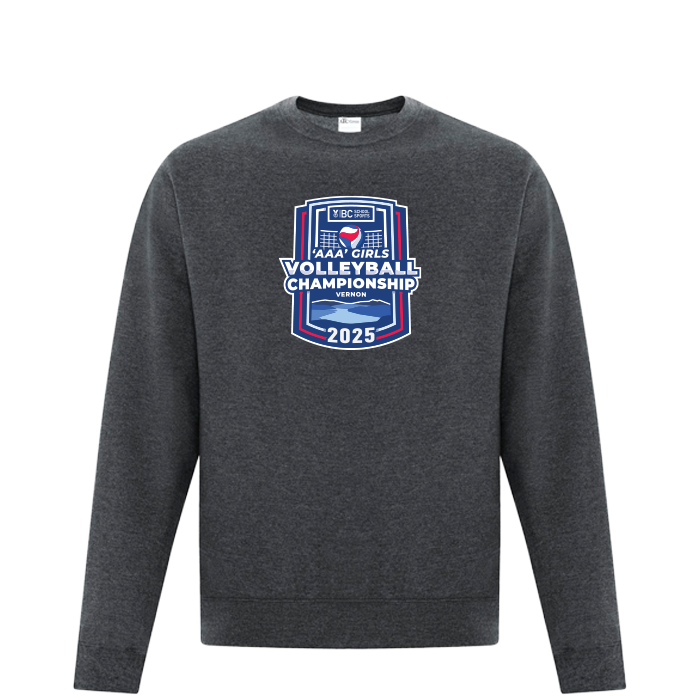 Fleece Crewneck - BCSS 3A Girls Volleyball 2025 - Dark Heather Grey