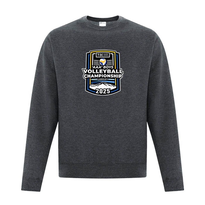 Fleece Crewneck - BCSS 3A Boys Volleyball 2025 - Dark Grey Heather