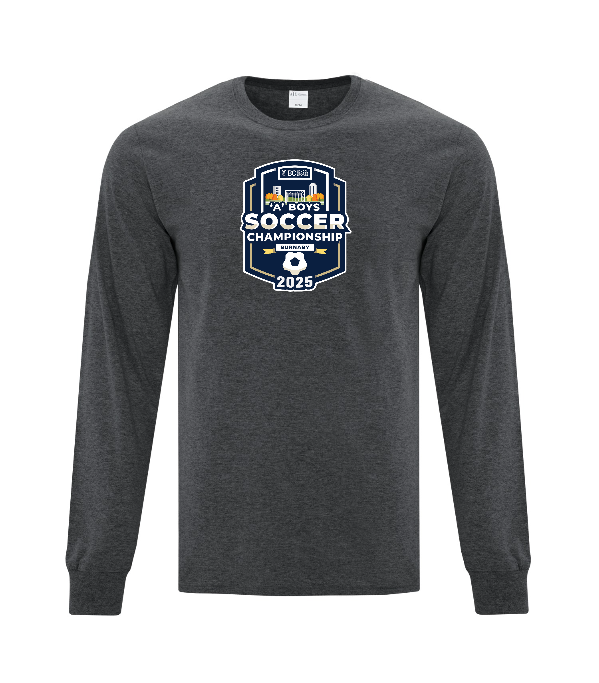 Cotton/Poly Blend Long Sleeve T- BCSS 1A Boys Soccer 2025 - Dark Grey Heather