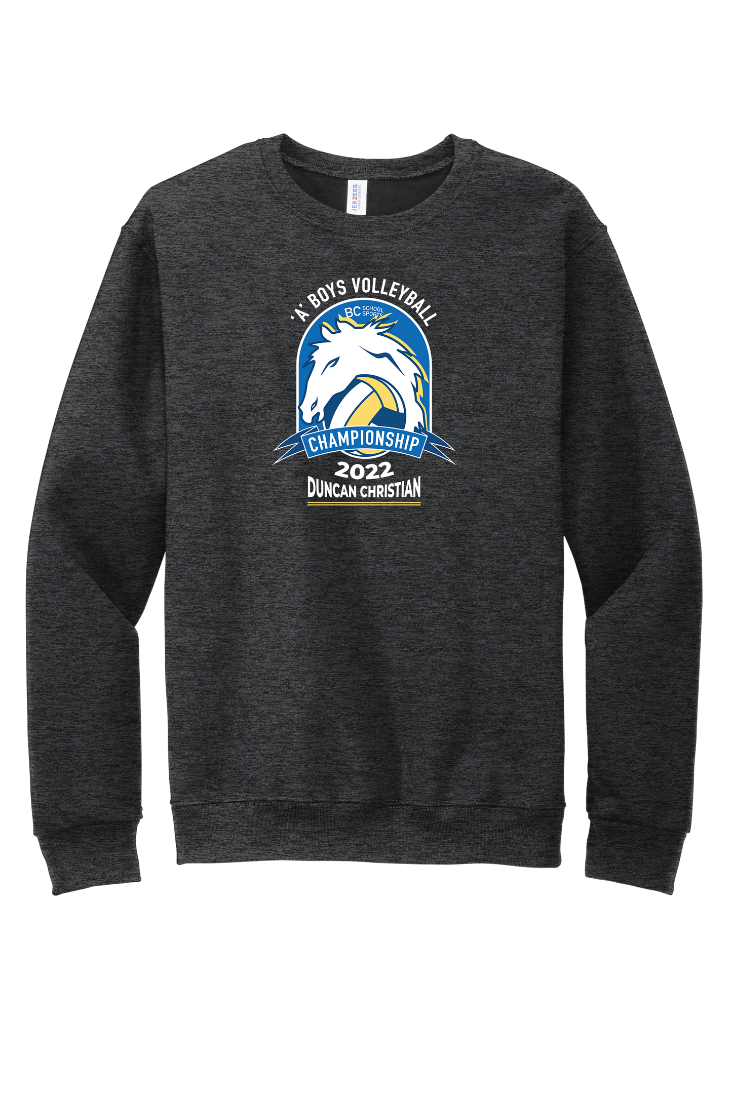 'A' Boys Volleyball Crewneck - Black Heather