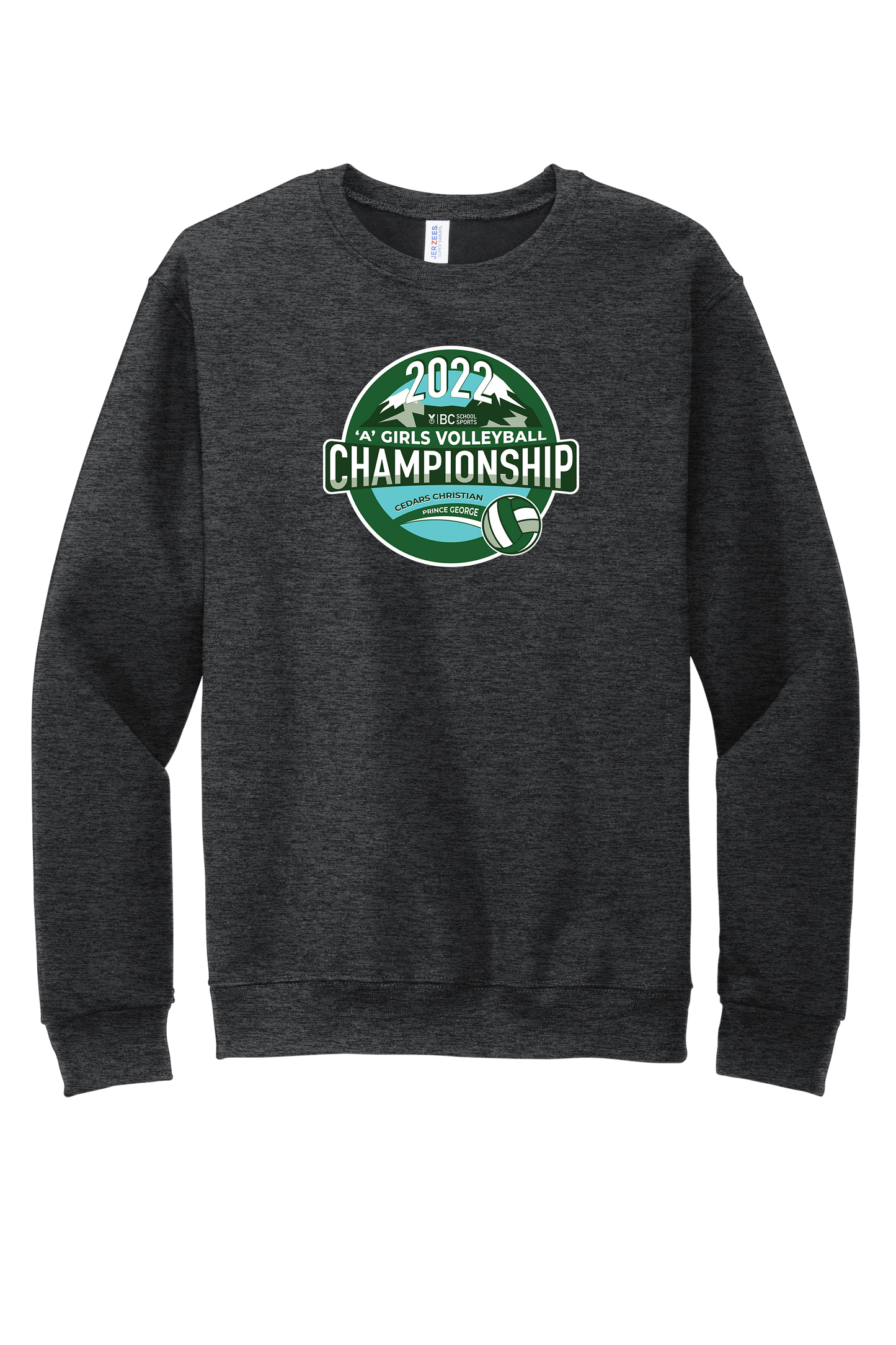 'A' Girls Volleyball Crewneck - Black Heather