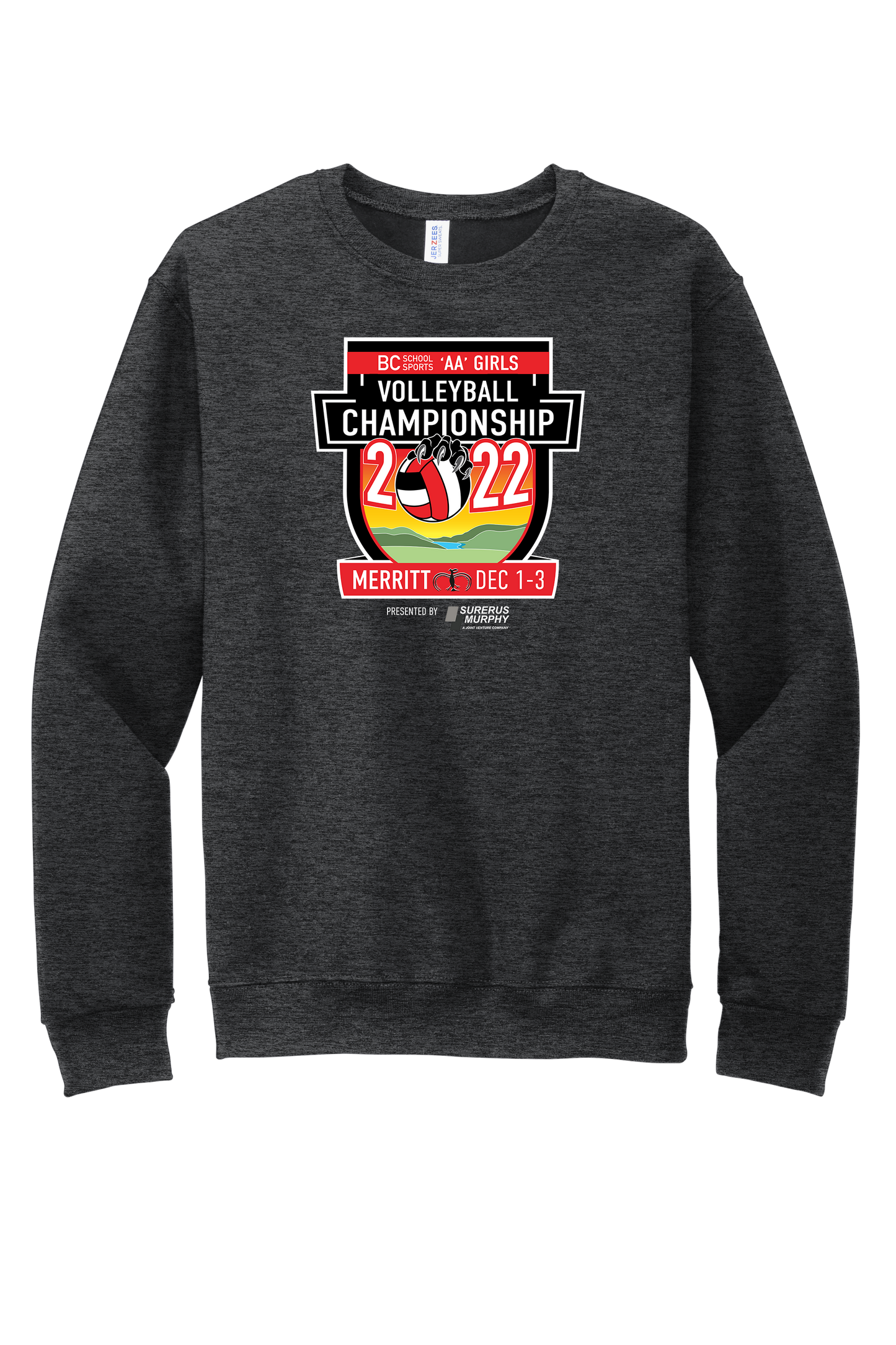 'AA' Girls Volleyball Crewneck - Black Heather
