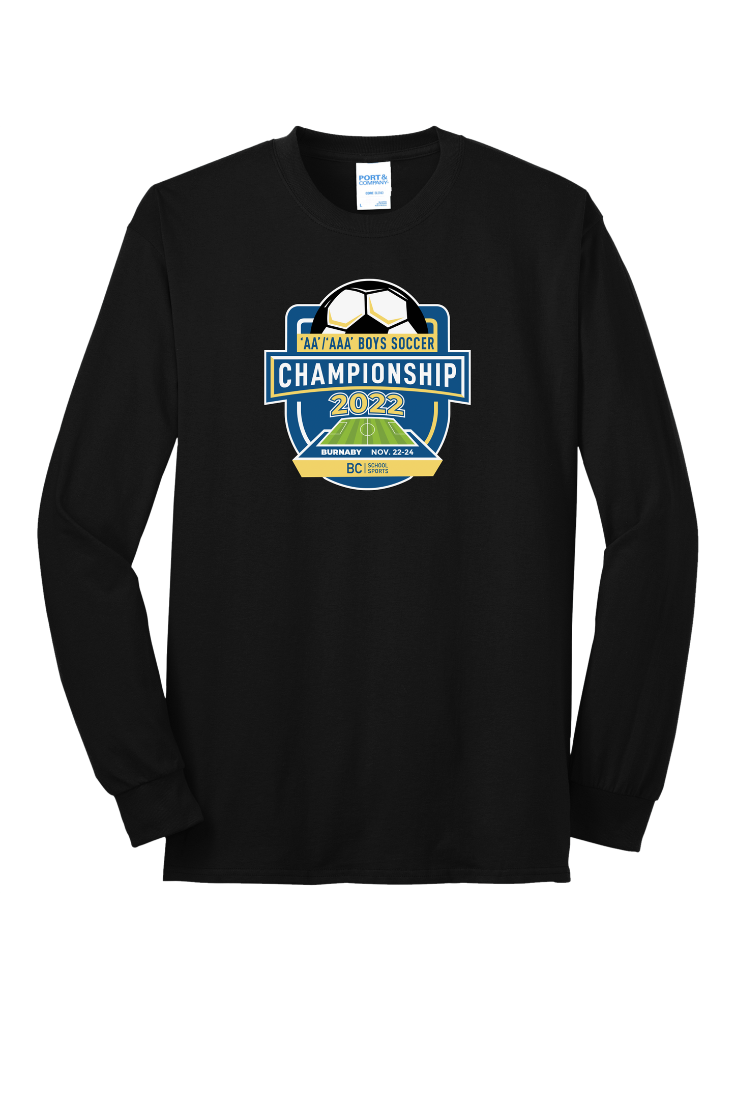 'AA/AAA' Soccer Long Sleeve Tee - Black