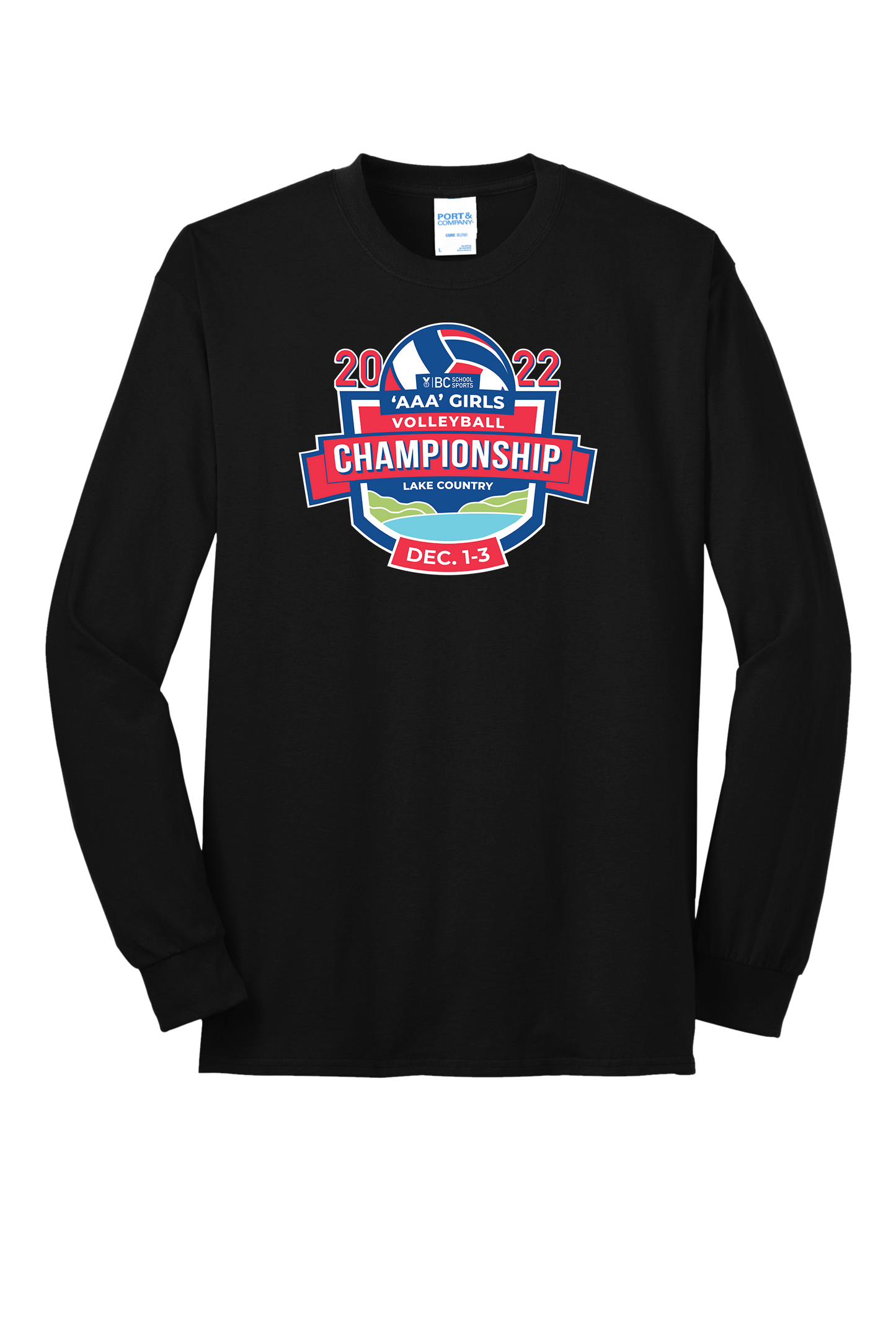 'AAA' Girls Volleyball Long Sleeve Tee - Black