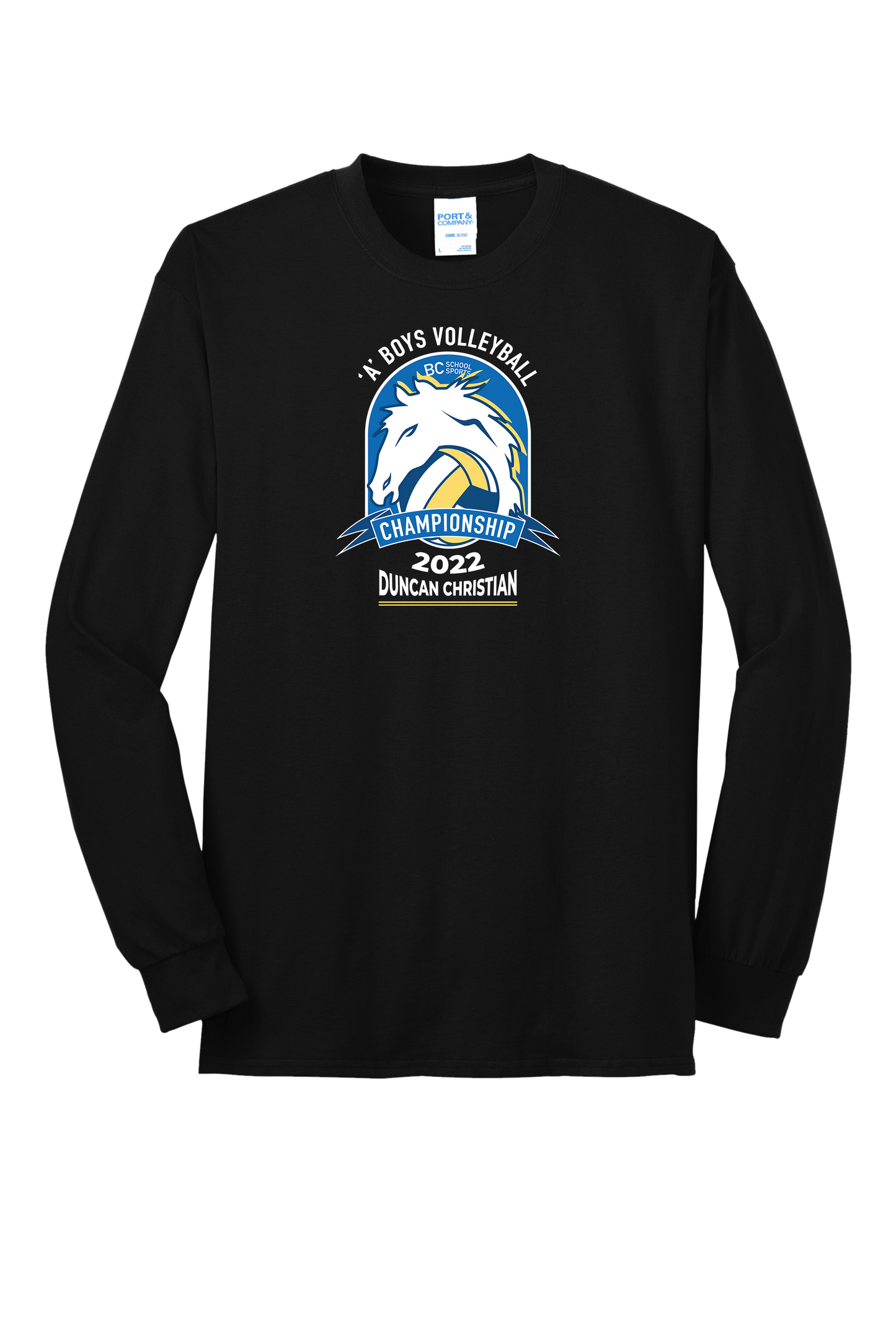 'A' Boys Volleyball Long Sleeve Tee - Black