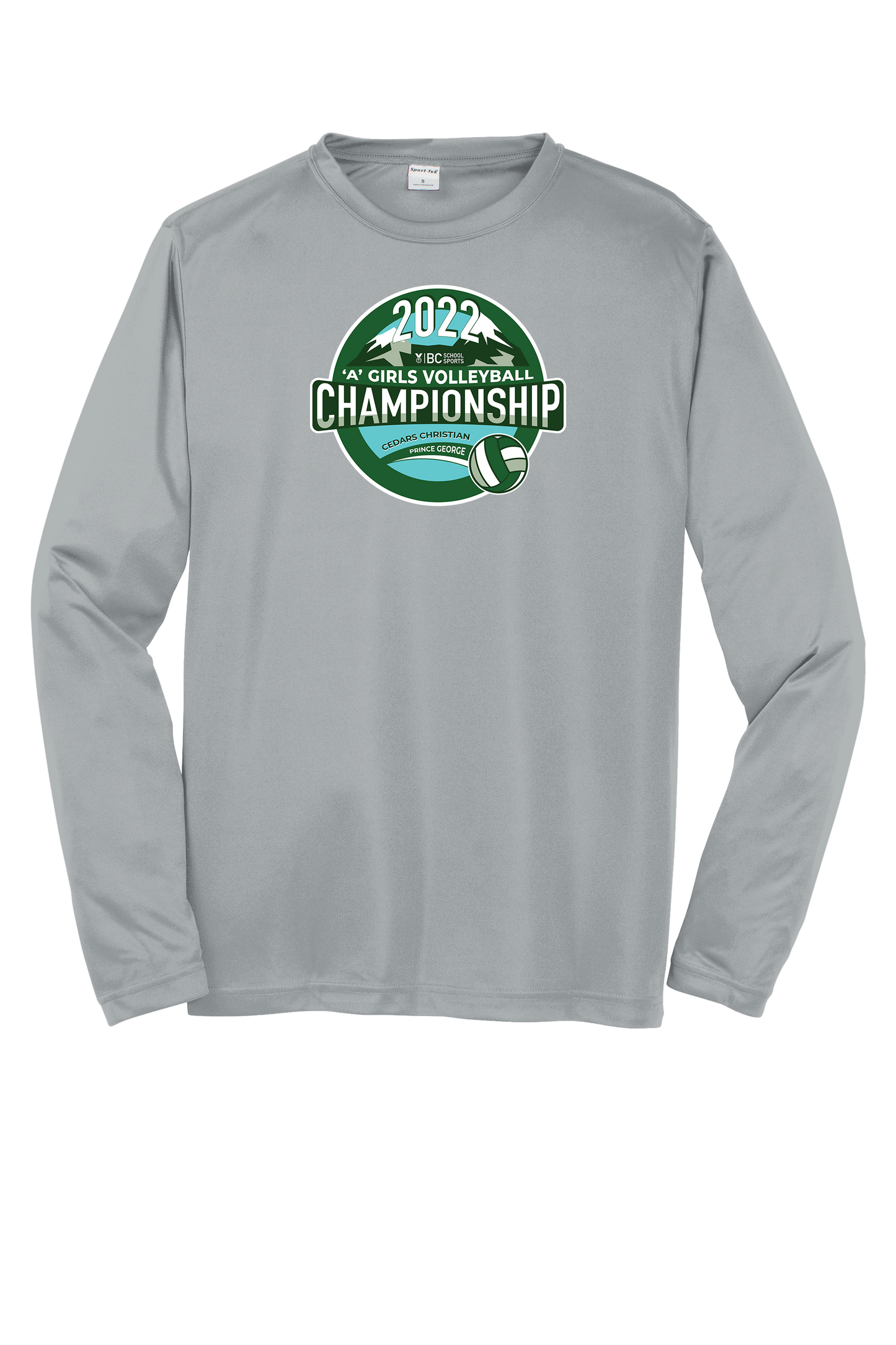 'A' Girls Volleyball Performance Long Sleeve Tee - Silver