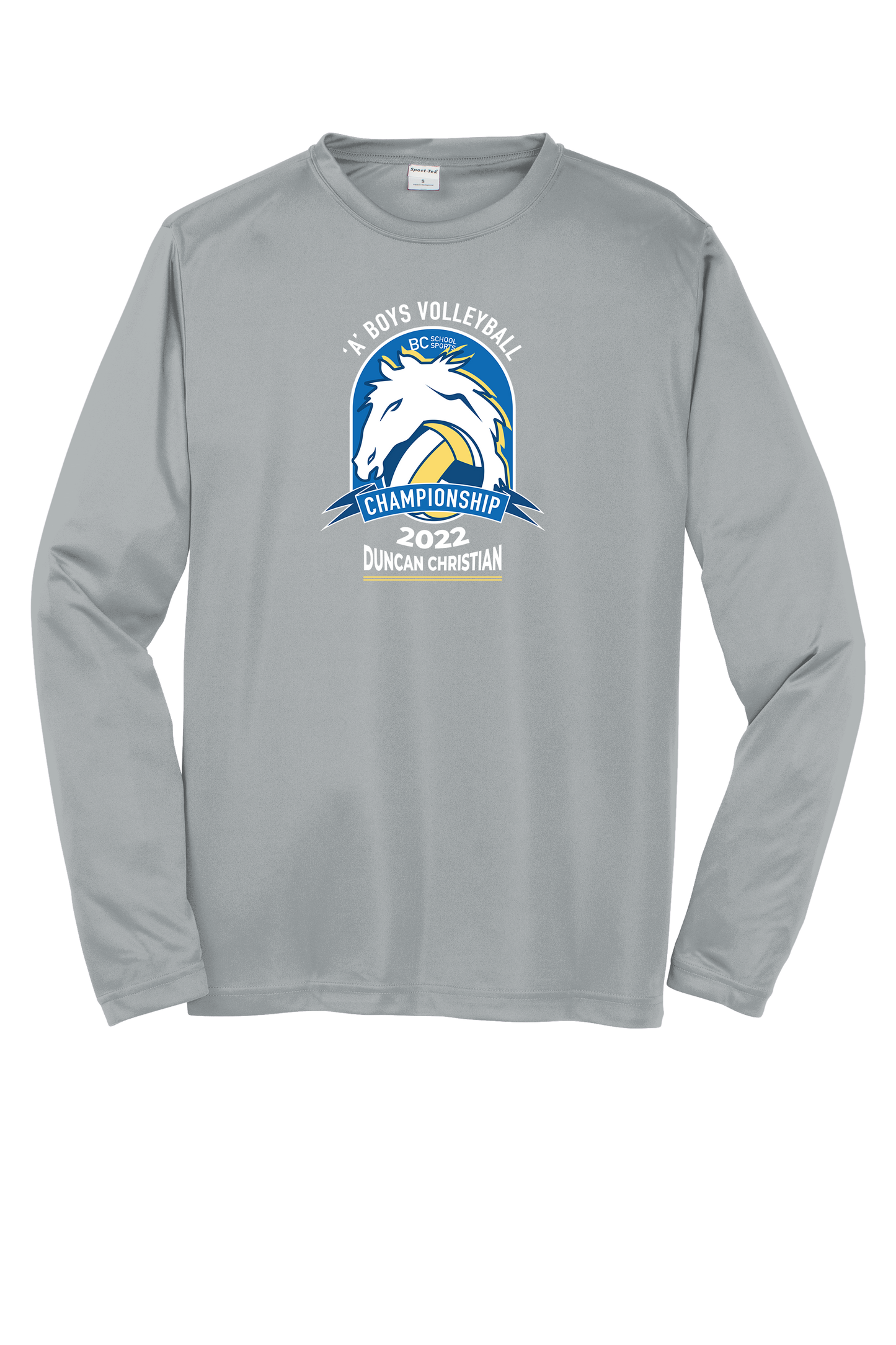 'A' Boys Volleyball Performance Long Sleeve Tee - Silver