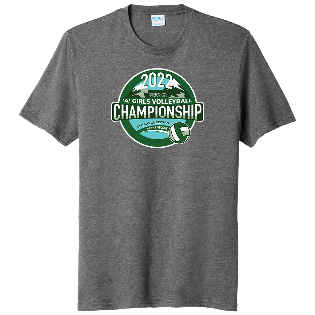 'A' Girls Volleyball Short Sleeve Tee - Graphite Heather