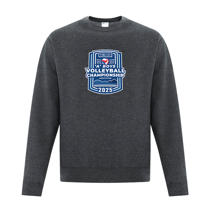 Fleece Crewneck - BCSS 1A Boys Volleyball 2025 - Dark Heathey Grey