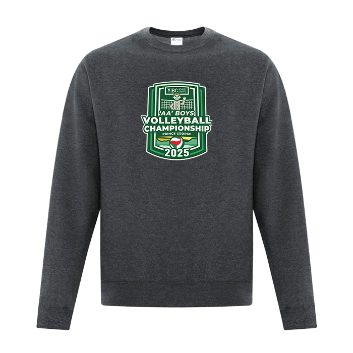 Fleece Crewneck - BCSS 2A Boys Volleyball 2025 - Dark Heather Grey
