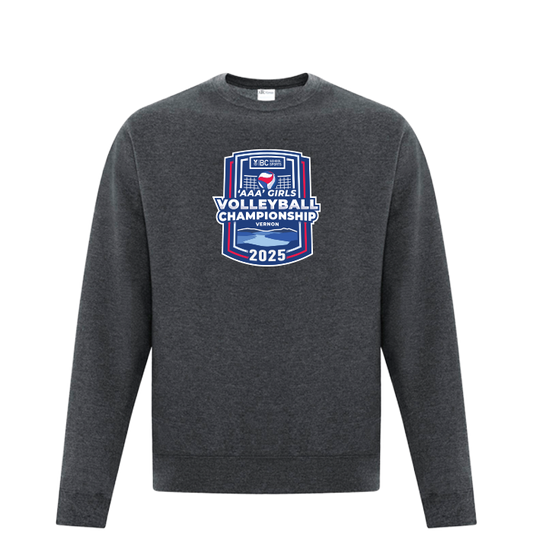Fleece Crewneck - BCSS 3A Girls Volleyball 2025 - Dark Heather Grey