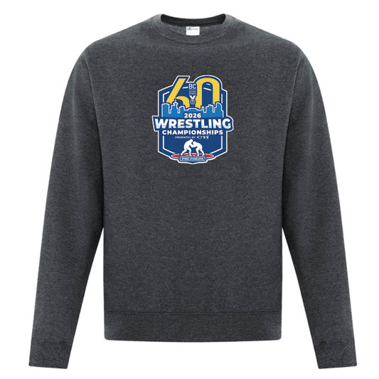 Fleece Crewneck - BCSS Wrestling 2026 - Dark Heather Grey